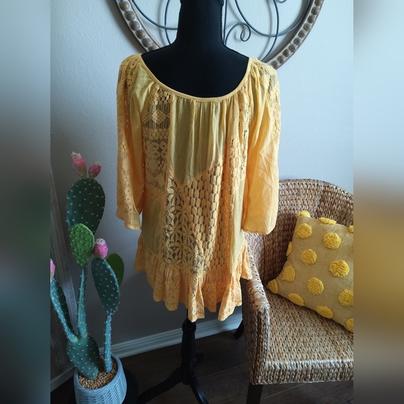 Young Threads Sunny Yellow Lace Blouse - Picture 6 of 9
